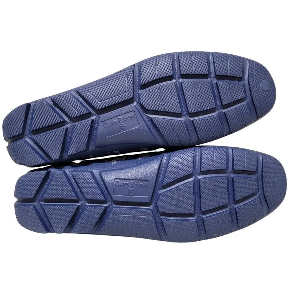 Club Room Men Atlas Perforated Slip On Driver Loafer Size US 8M Blue Sail Boats
